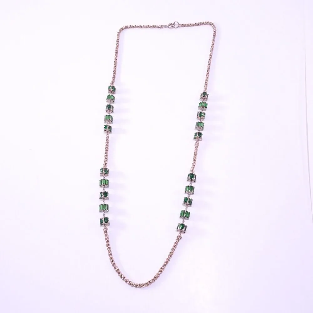 Neiman Marcus Rose Gold Chain Necklace with Green Gem Accents - Picture 3 of 9